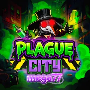 Tampilan visual slot Plague City dengan tema kota yang terinfeksi dan grid 6x5.